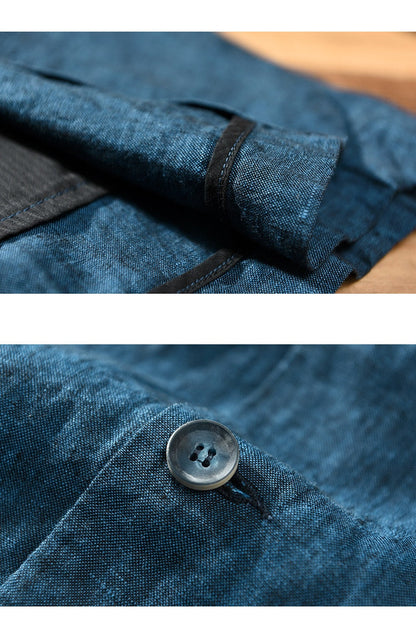 Bonsir Autumn New Linen Suit Jacket Business Casual Daily Gentlemen Multi-Pocket Retro Classic Breathable Loose 4 Colors Blazer