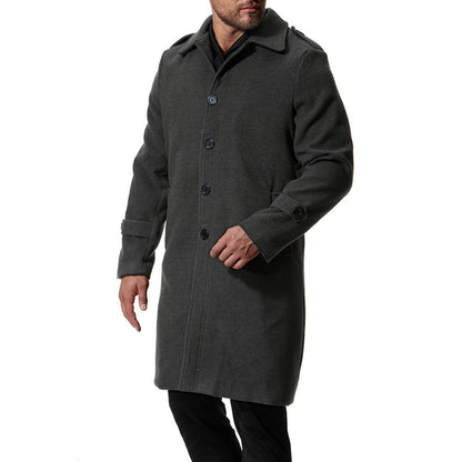 Bonsir Autumn And Winter New Men's Coat Wool Long Single Breasted Solid Color Wool Windbreaker Coat Jacket