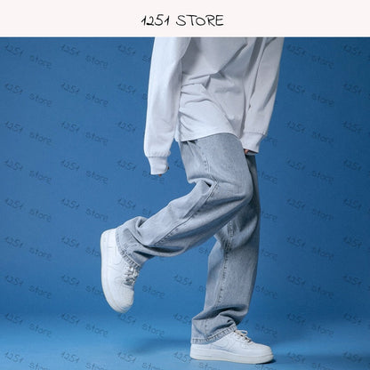 sanyamk Straight Jeans Men White Loose Denim Trousers Neutral Jean Streetwear Casual Summer Pure Wide Jeans Man Women Pants Hip Hop Bagy