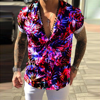 sanyamk trendy mens fashion mens summer outfits dope outfits mens street style mens spring fashion Vintage Floral Print Beach Shirts Casual Men Button Turn-down Collar Shirt Summer Short Sleeve Tops Mens Fashion Streetwear