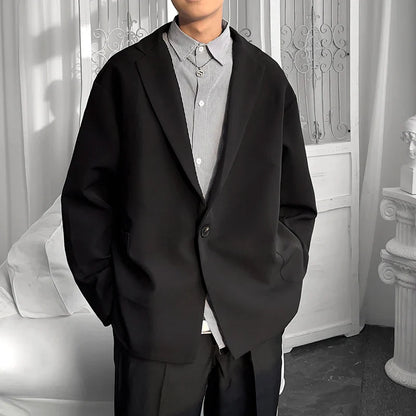 sanyamk Korean-style Men Casual Blazers Male One Button Suit Jackets Daily Business Streetwear All-match Simple Suit-tops
