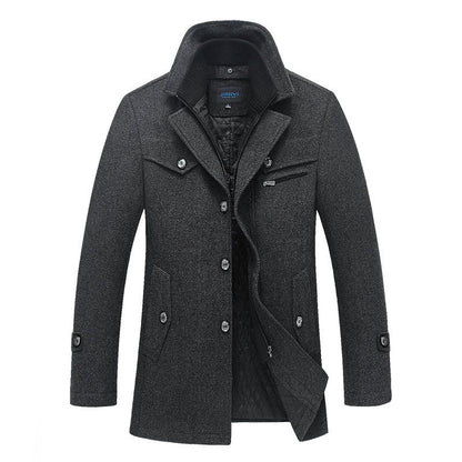 New Winter Wool Coat Slim Fit Jackets Mens Casual Warm Outerwear Jacket and coat Men Pea Coat Size M-4XL DROP SHIPPING