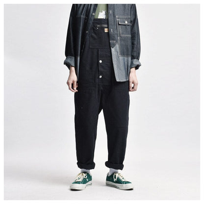 Bonsir Male Japan Harajuku Streetwear Hip Hop Jumpsuit Bib Trousers Overalls Men Women Couple Loose Casual Wide Leg Cargo Pants