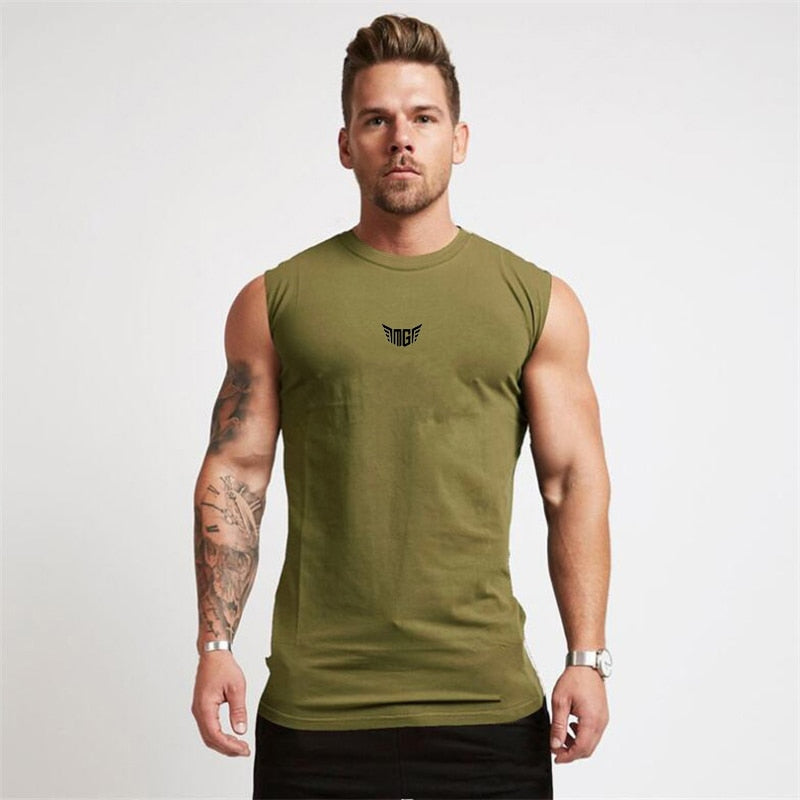 sanyamk Summer Compression Gym Tank Top Men Cotton Bodybuilding Fitness Sleeveless T Shirt Workout Clothing Mens Sportswear Muscle Vests