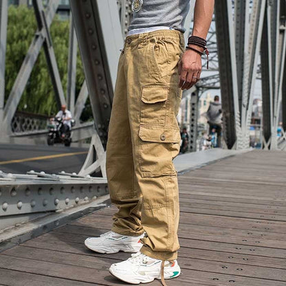 Bonsir Trendy Loose Baggy Cargo Pants Men Casual Tactical Trousers Leg Pocket Straight Pants Hiphop Harem Streetwear Clothing