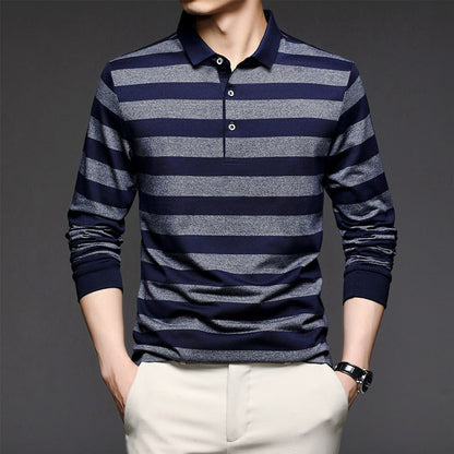 sanyamk Top Grade 2022 New Fashion Brand Striped Men Plain Polo Shirts For Men Casual Designer Long Sleeve Tops Men's Clothing