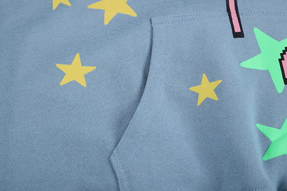 Bonsir Five Star Letter Print Luminous Stranger Things Hoodies Men and Women Hanrajuku Stretwear Oversize Sweatshirt Hip Hop Hoody