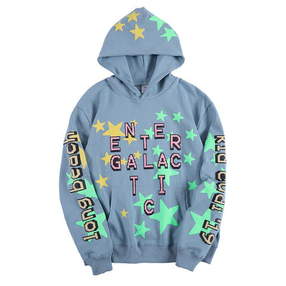 Bonsir Five Star Letter Print Luminous Stranger Things Hoodies Men and Women Hanrajuku Stretwear Oversize Sweatshirt Hip Hop Hoody