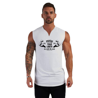 sanyamk New Men V-neck Sports Tank Top Cotton Summer Muscle Vest Gym Clothing Bodybuilding Sleeveless Shirt Workout Fitness Singlets