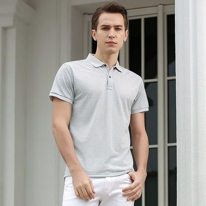 sanyamk Men 2022 Summer Brand New Business Casual Style Polo Shirts Men Short Sleeve Fashion Slim Solid Color Polo Shirt Tee Shirt Men