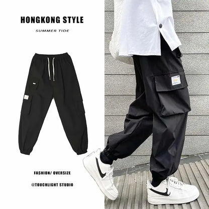 Bonsir Spring functional overalls men's high street fashion brand ins versatile loose legged pants men's trend casual pants