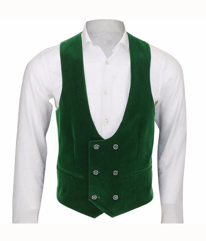 sanyamk Men's velvet double-breasted one-piece men's suit vest V-neck slim-fit fashion custom wedding vest