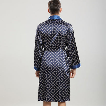 Men Robe Sets Satin Kimono Gown Male Sleepwear Bathrobe Faux Silk 2PCS Robe&amp;Shorts Suit Casual Nightwear Lounge Wear Homewear