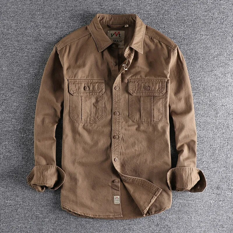 sanyamk American Tooling Multi-pocket Slim Shirt Simple Wash All-match Long-sleeved Shirt Casual Cargo Top High Quality Retro Nostalgia