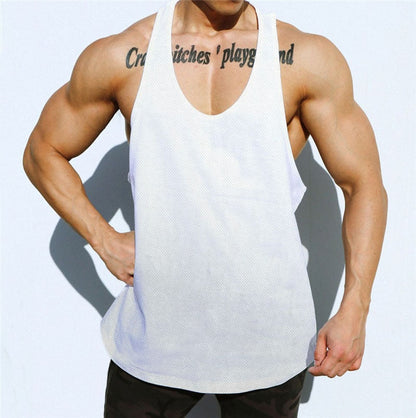 sanyamk New Brand Mens Mesh Fitness Clothing Gym Stringer Tank Top Men Bodybuilding Vest Workout Singlets Running Sleeveless Shirt