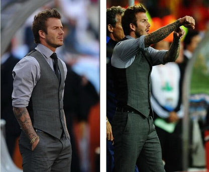 sanyamk Men&#39;s Slim Fit Mens Suit Vest Casual Suit Vest Man Black Gray Formal Businss Vest  Arrival Vests Male Waistcoat Gilet Homme