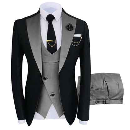 sanyamk New Costume Homme Popular Clothing Luxury Party Stage Men&#39;s Suit Groomsmen Regular Fit Tuxedo 3 Peice Set Jacket+Trousers+Vest