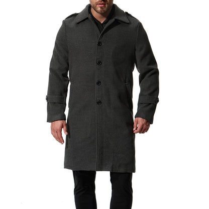 Bonsir Autumn And Winter New Men's Coat Wool Long Single Breasted Solid Color Wool Windbreaker Coat Jacket