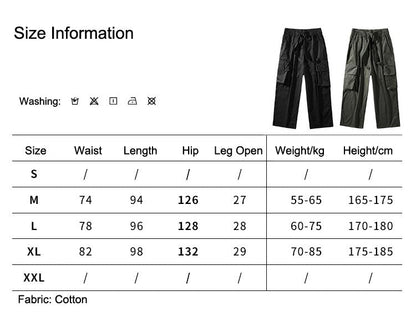 Bonsir New Japanese Fresh Cargo Pants Men Loose Wide-Leg Casual Streetwear Trousers Hip-Hop Straight Solid Color Multi-Pocket Clothing