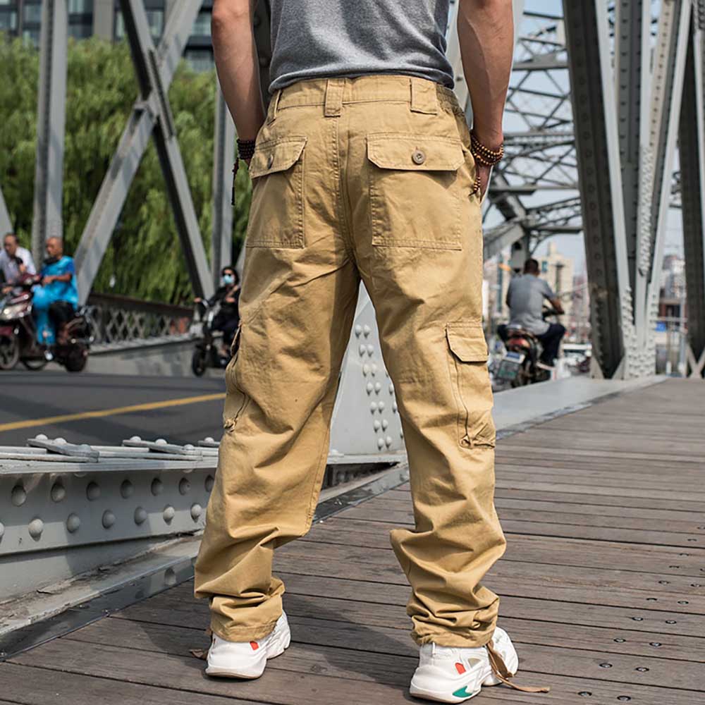 sanyamk Trendy Loose Baggy Cargo Pants Men Casual Tactical Trousers Leg Pocket Straight Pants Hiphop Harem Streetwear Clothing