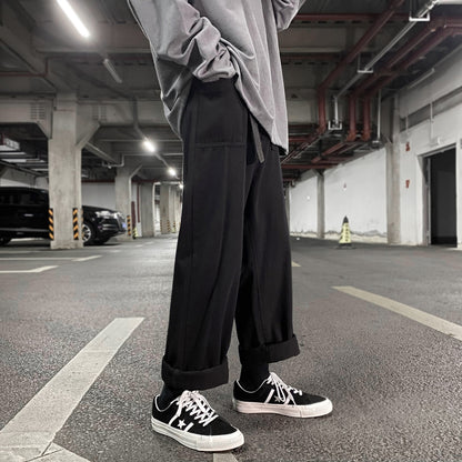 Bonsir Men Big Pocket Cargo Pants Joggers Straight Casual Loose Male Hip Hop Mopping Trousers Autumn Winter Streetwear All-match Pants