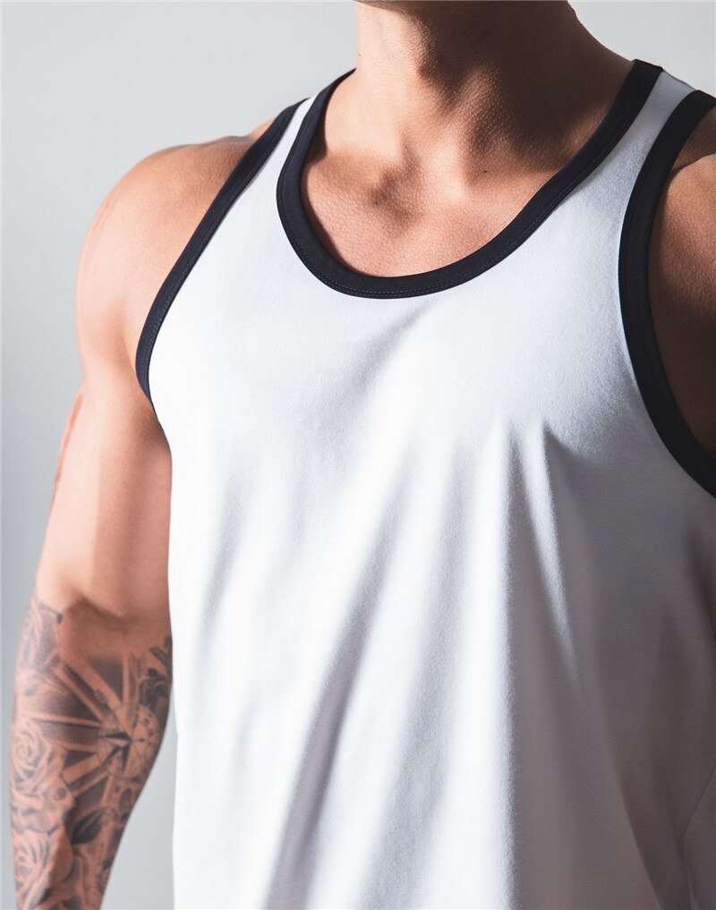 sanyamk 2022 Summer Bodybuilding Tank Tops Gym Workout Fitness Sleeveless shirt quick-drying Running Tank Tops Male  Clothes Sports Vest