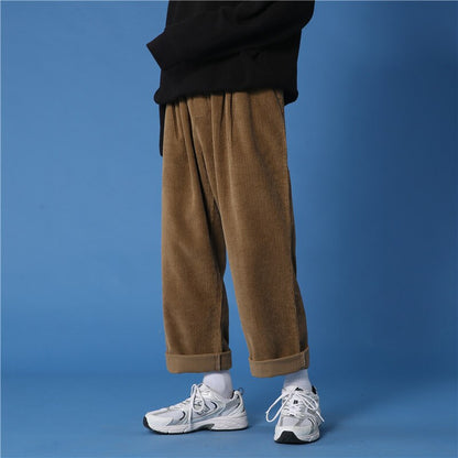 Bonsir Autumn/winter Corduroy Pants Men's Fashion Casual Pants Men Streetwear Loose Hip-hop Straight Wide-leg Pants Mens Trousers M-3XL