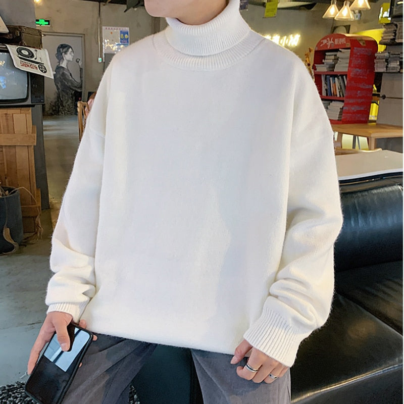 sanyamk Knitted Warm Sweater Men Turtleneck Sweater Men's Loose Casual Pullovers Bottoming Shirt Autumn Winter New Solid Color Pullovers