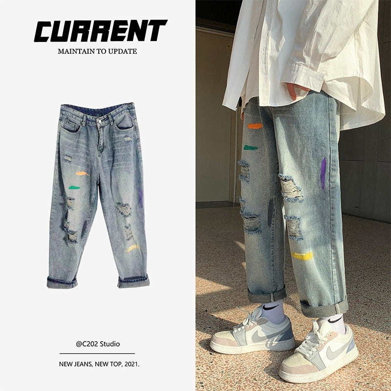 sanyamk Hole jeans for men men's new summer thin pants in streetwear hip hop ropa para hombre Special counter Genuine Recommend