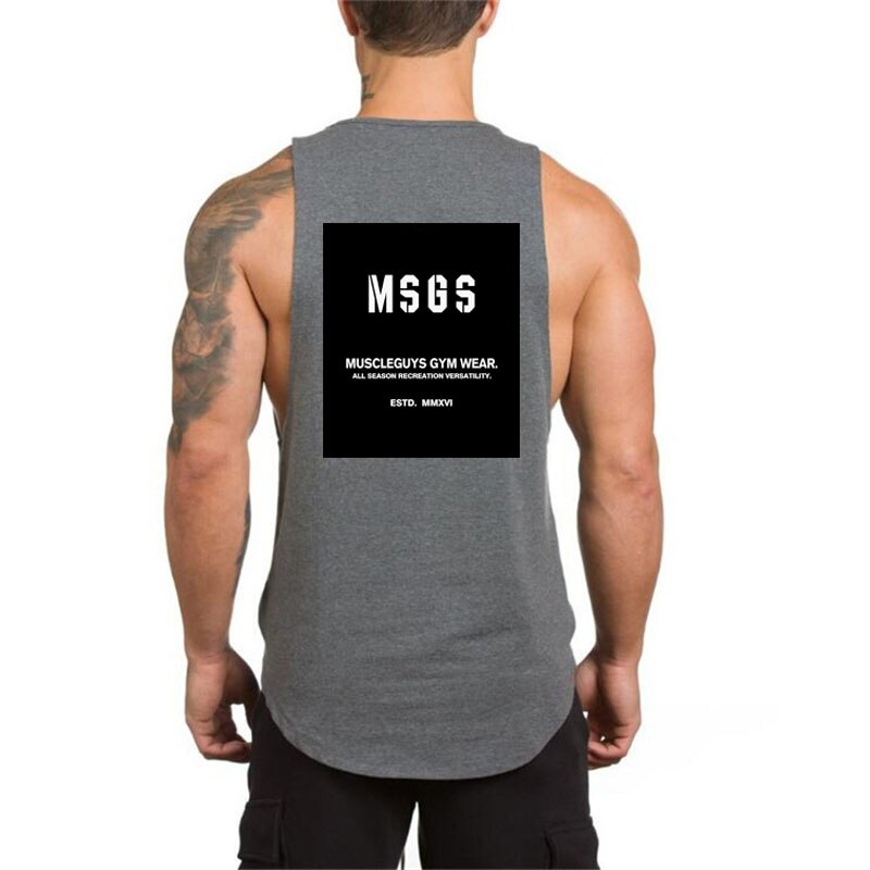 sanyamk Running shirt Gym Vest Tank Top Fitness Clothing Bodybuilding Mens Cotton Sleeveless T shirt Muscle Stringer tanktop