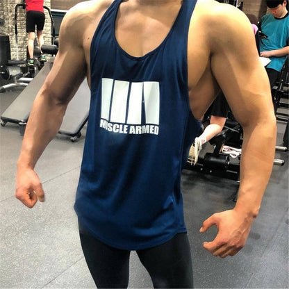 sanyamk Men Bodybuilding Tank Tops Gym Workout Fitness quick-drying Sleeveless shirt Running Vest Male Summer Brand sports Tank Tops