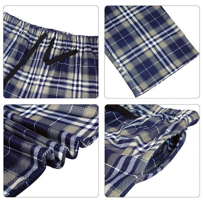 Bonsir Men's Home Pants Cotton Flannel Autumn Winter Warm Sleep Bottoms Male Plus Size Plaid Print Sleepwear Pajama Pants For Men