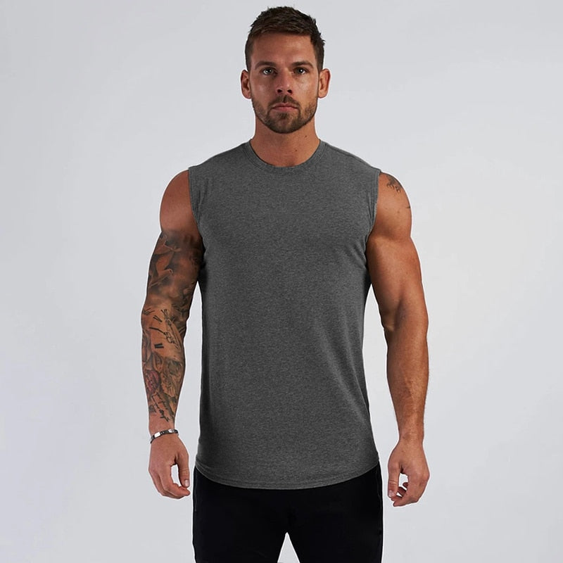 sanyamk Summer Compression Gym Tank Top Men Cotton Bodybuilding Fitness Sleeveless T Shirt Workout Clothing Mens Sportswear Muscle Vests