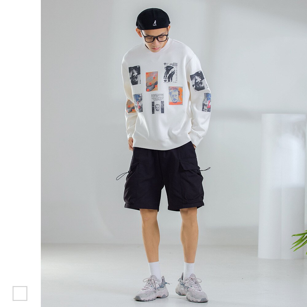 Bonsir S20019 New Arrival Men Sweatshirts Hip Hop Punk Streetwear Sport Casual Trendy Loose Digital Printing Handsome Cotton Pullovers