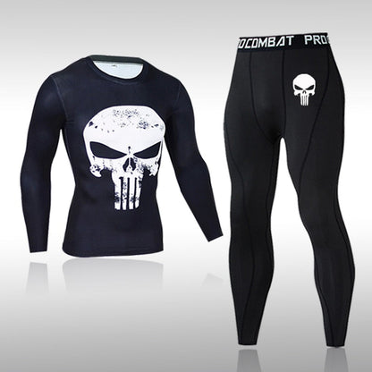 sanyamk Gym New Men&#39;s Compression Set Running Tights Workout Fitness Training Tracksuit Long Sleeves Shirts Sports Suits Rashgard Kit