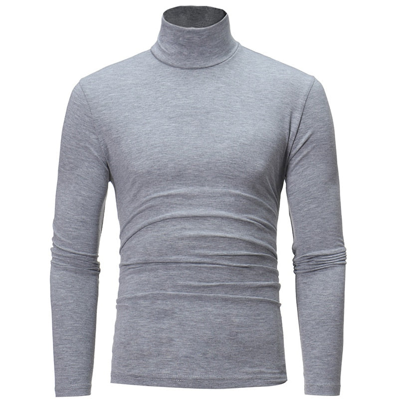 sanyamk Turtleneck For Men Solid Color Slim Elastic Thin Pullover Spring Autumn Underwear Turtleneck Men Knitting Blouse Base Tshirt Top