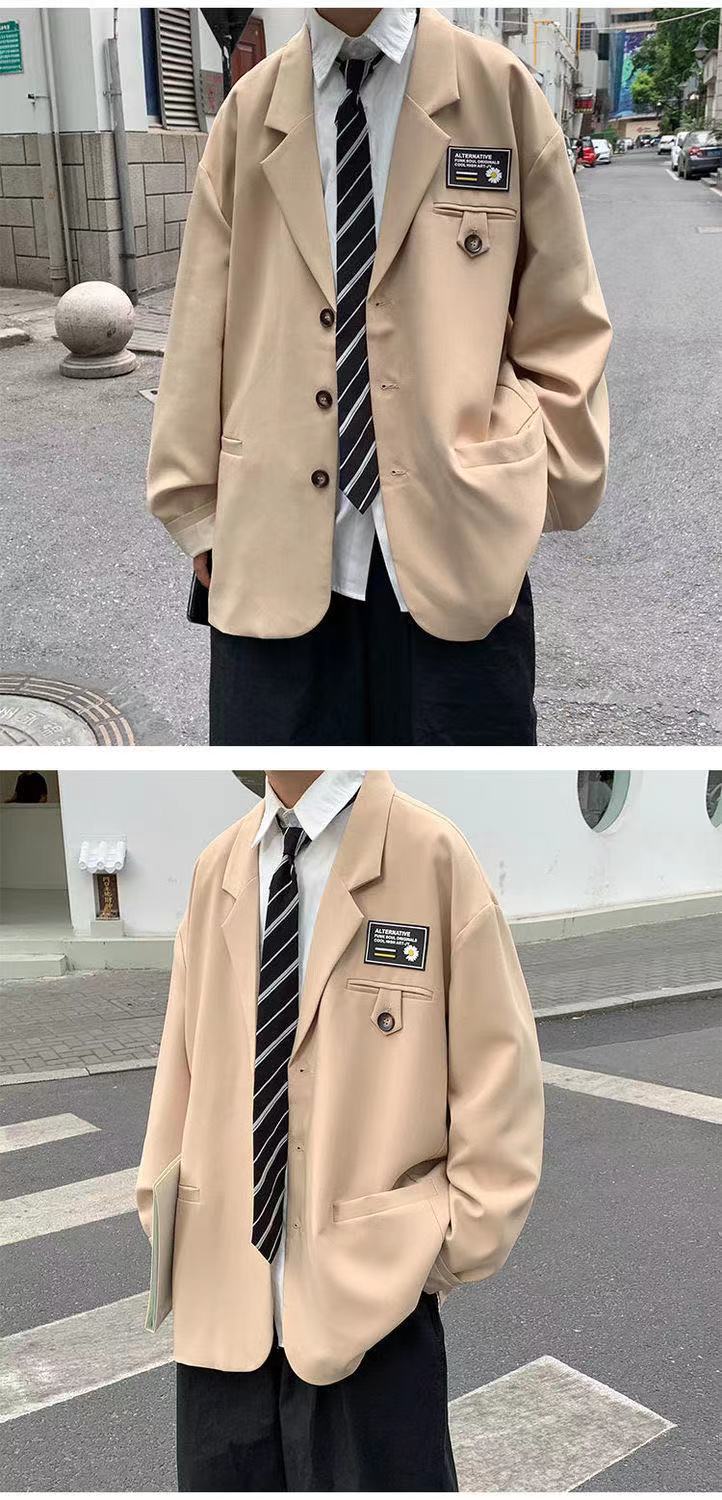 sanyamk Men's Streetwear Suit Jackets Casual Fashion Single Western-style Clothes Blazers Khaki/black Color Coats Plus Size S-3XL
