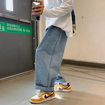 sanyamk Baggy Denim Pant Men Loose Straight Wide Leg Jeans Men's Women's Streetwear Skateboard Hip Hop Casual Trousers Oversized 2XL