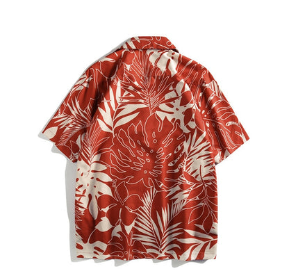 Bonsir Summer Hawaiian Shirt Literature Art Men Lapel Casual Digital Printing Loose Short Sleeves Streetwear Fashion Vacation Tops