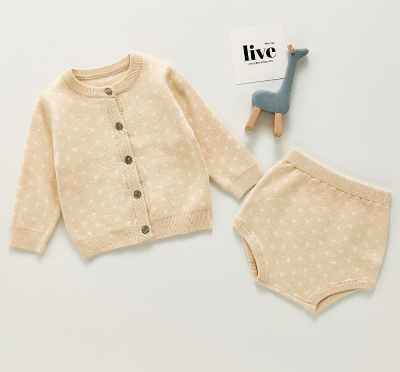 Brand Cotton Boys Girls Baby Knit Sweater Cardigan + Shorts Suit New Autumn Winter Children Clothing Baby Clothes Suit