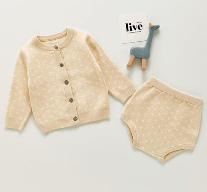 Brand Cotton Boys Girls Baby Knit Sweater Cardigan + Shorts Suit New Autumn Winter Children Clothing Baby Clothes Suit