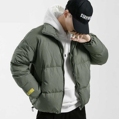 sanyamk Winter Coat Men Stand Collar Bread Coats Men&#39;s Warm Parkas Streetwear Cotton Coats Slim Male Jackets Windproof Padded Coat