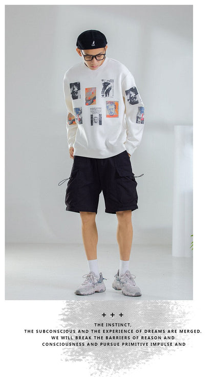 Bonsir S20019 New Arrival Men Sweatshirts Hip Hop Punk Streetwear Sport Casual Trendy Loose Digital Printing Handsome Cotton Pullovers