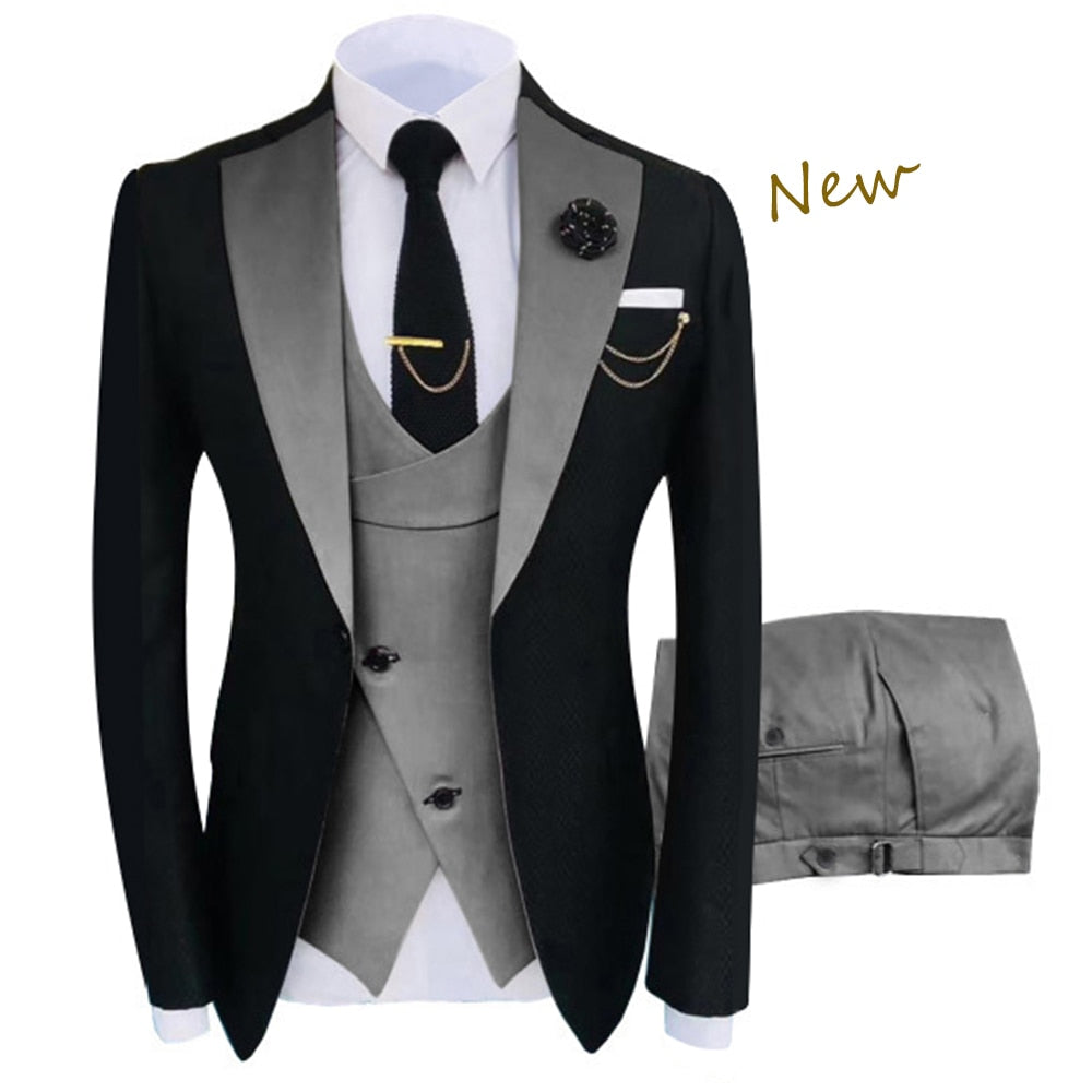 sanyamk New Costume Homme Popular Clothing Luxury Party Stage Men's Suit Groomsmen Regular Fit Tuxedo 3 Peice Set Jacket+Trousers+Vest