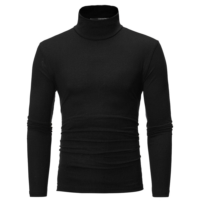 sanyamk Turtleneck For Men Solid Color Slim Elastic Thin Pullover Spring Autumn Underwear Turtleneck Men Knitting Blouse Base Tshirt Top