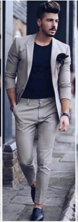 sanyamk Latest Design Mens Luxurious Business Men's Suit for Wedding Party Tuxedos Slim Fit Peak Lapel Pink Suits Male(Jacket+Pants)