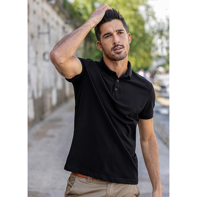 sanyamk 2022 New Fashion Clothing Solid Colour Men's polo shirt short sleeves Lapels High Quality  Slim Summer Top Plus Size 6498