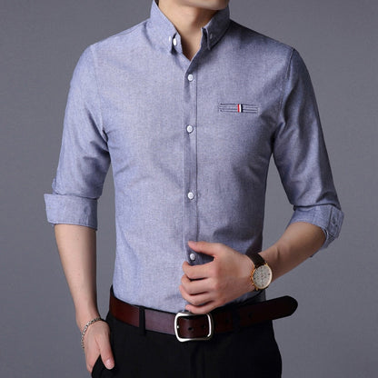 sanyamk Fall New Fashion Brand Designer Shirt Man Dress Shirt Long Sleeve Slim Fit Button Down 100% Cotton Casual Mens Clothing