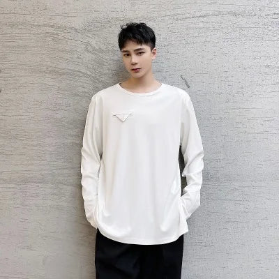 sanyamk Large Size Spring Side Slit personality pad shoulder loose round-necked t-shirt fashion men's Korean version of INS jacket jacke