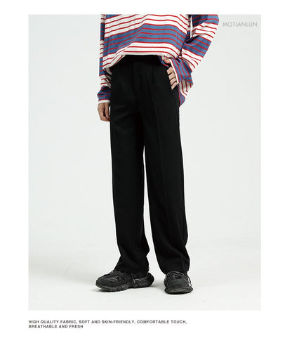 sanyamk Men Casual Straight Suit Pant Male Japan Korea Style Loose Vintage Fashion Streetwear Trousers Wide Leg Pant